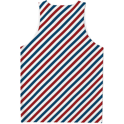 USA Patriotic Striped Pattern Print Men's Tank Top