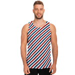 USA Patriotic Striped Pattern Print Men's Tank Top