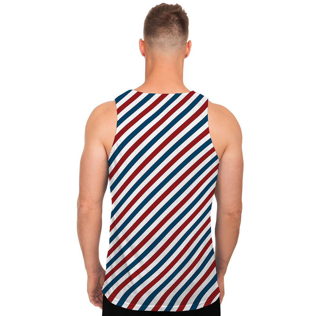 USA Patriotic Striped Pattern Print Men's Tank Top