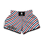 USA Patriotic Striped Pattern Print Muay Thai Boxing Shorts
