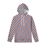 USA Patriotic Striped Pattern Print Pullover Hoodie