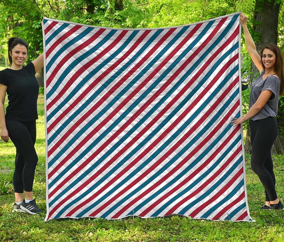 USA Patriotic Striped Pattern Print Quilt