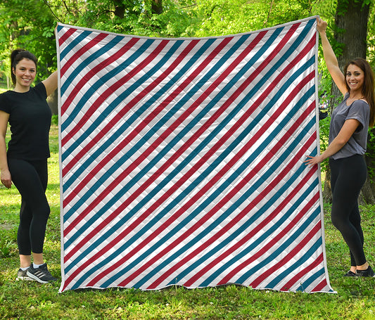 USA Patriotic Striped Pattern Print Quilt