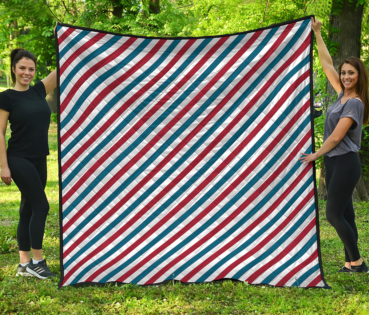 USA Patriotic Striped Pattern Print Quilt