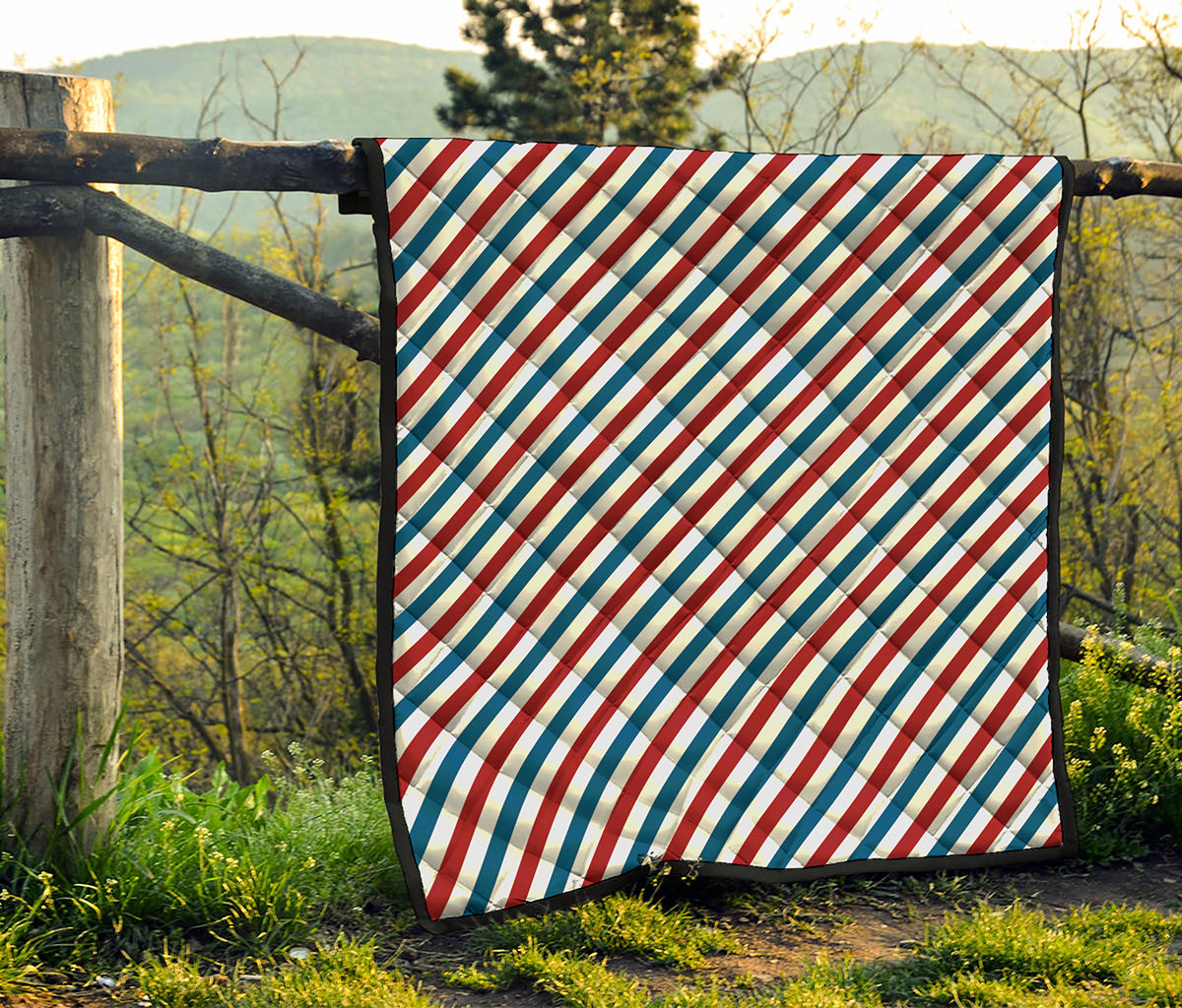 USA Patriotic Striped Pattern Print Quilt