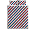 USA Patriotic Striped Pattern Print Quilt Bed Set