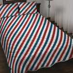 USA Patriotic Striped Pattern Print Quilt Bed Set