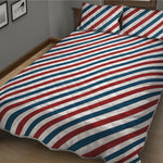 USA Patriotic Striped Pattern Print Quilt Bed Set