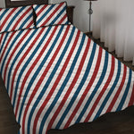 USA Patriotic Striped Pattern Print Quilt Bed Set