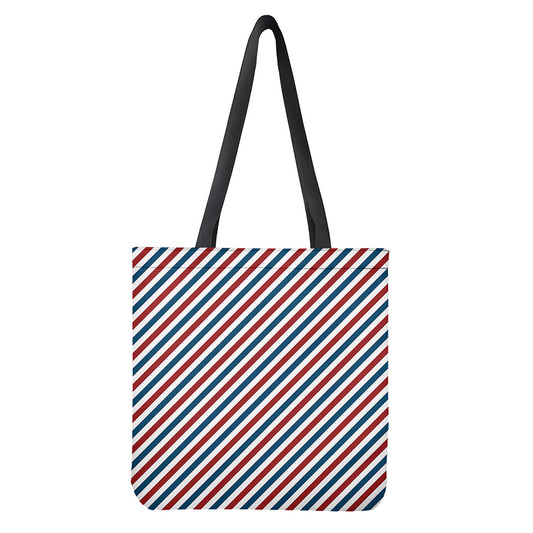 USA Patriotic Striped Pattern Print Tote Bag