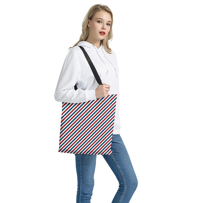 USA Patriotic Striped Pattern Print Tote Bag