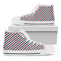 USA Patriotic Striped Pattern Print White High Top Sneakers