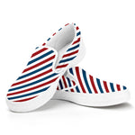 USA Patriotic Striped Pattern Print White Slip On Shoes