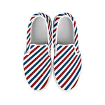 USA Patriotic Striped Pattern Print White Slip On Shoes