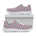 USA Patriotic Striped Pattern Print White Running Shoes