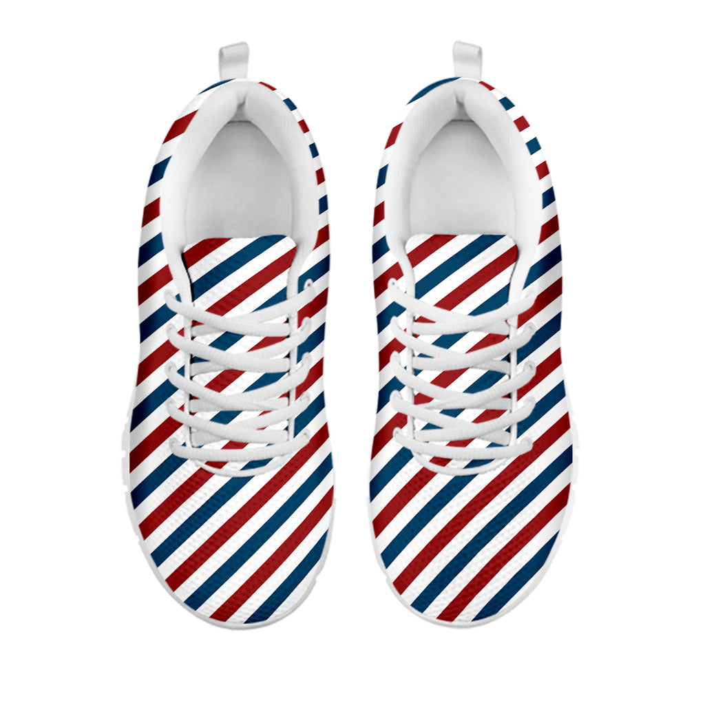USA Patriotic Striped Pattern Print White Sneakers