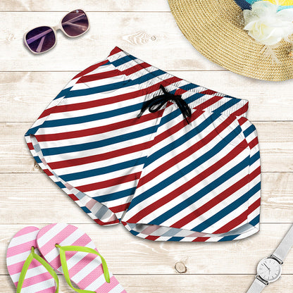 USA Patriotic Striped Pattern Print Women's Shorts