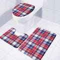 USA Plaid Pattern Print 3 Piece Bath Mat Set