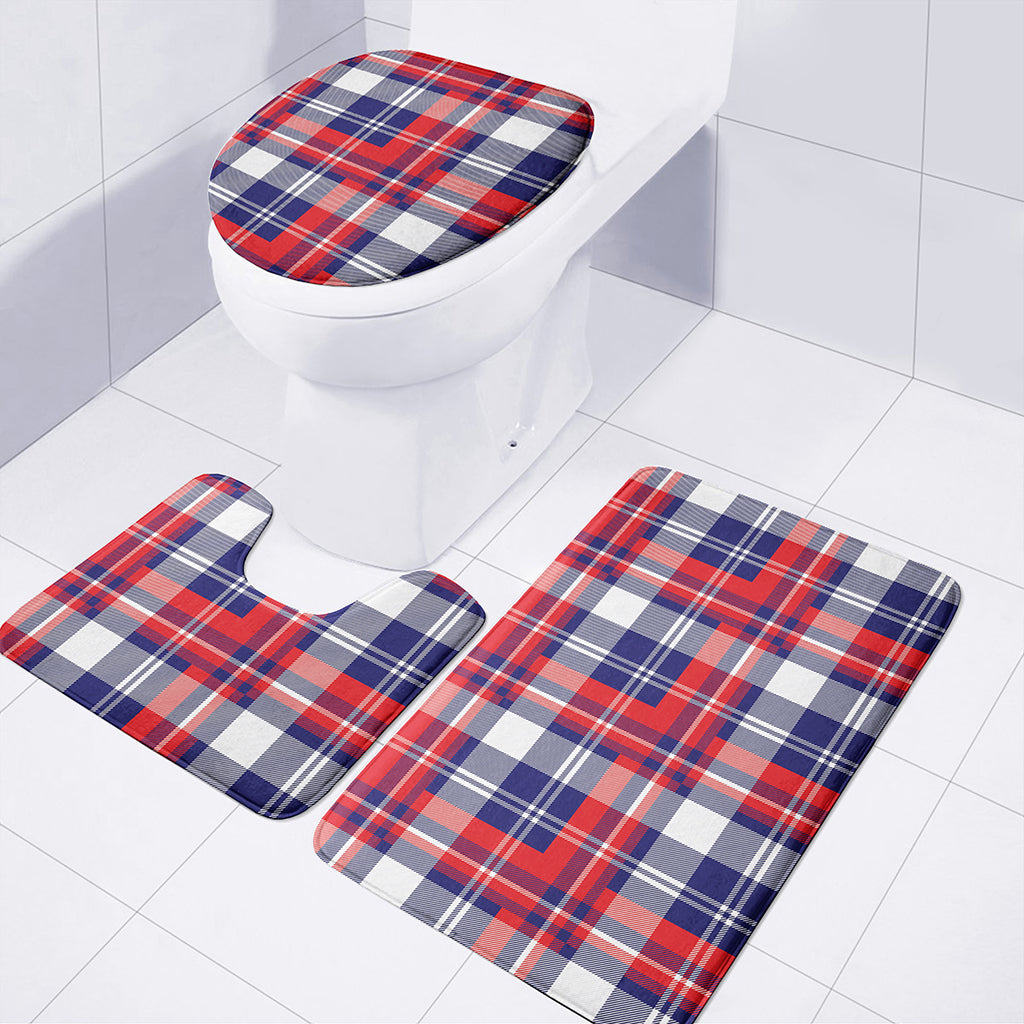 USA Plaid Pattern Print 3 Piece Bath Mat Set
