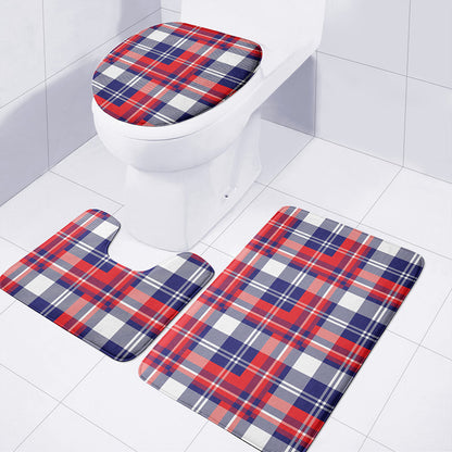 USA Plaid Pattern Print 3 Piece Bath Mat Set