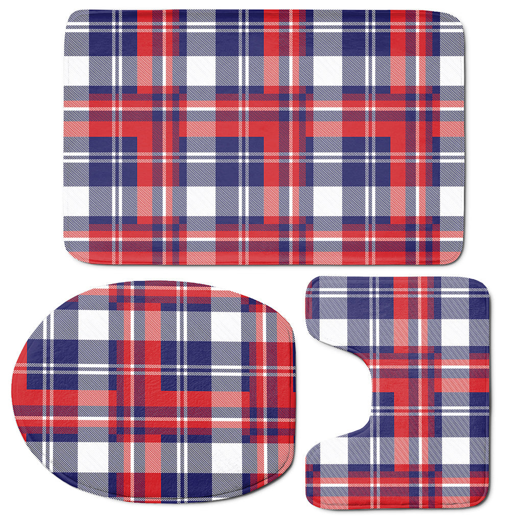 USA Plaid Pattern Print 3 Piece Bath Mat Set