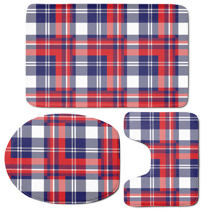 USA Plaid Pattern Print 3 Piece Bath Mat Set