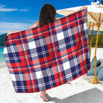 USA Plaid Pattern Print Beach Sarong Wrap