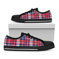USA Plaid Pattern Print Black Low Top Sneakers