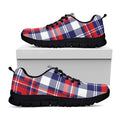 USA Plaid Pattern Print Black Running Shoes