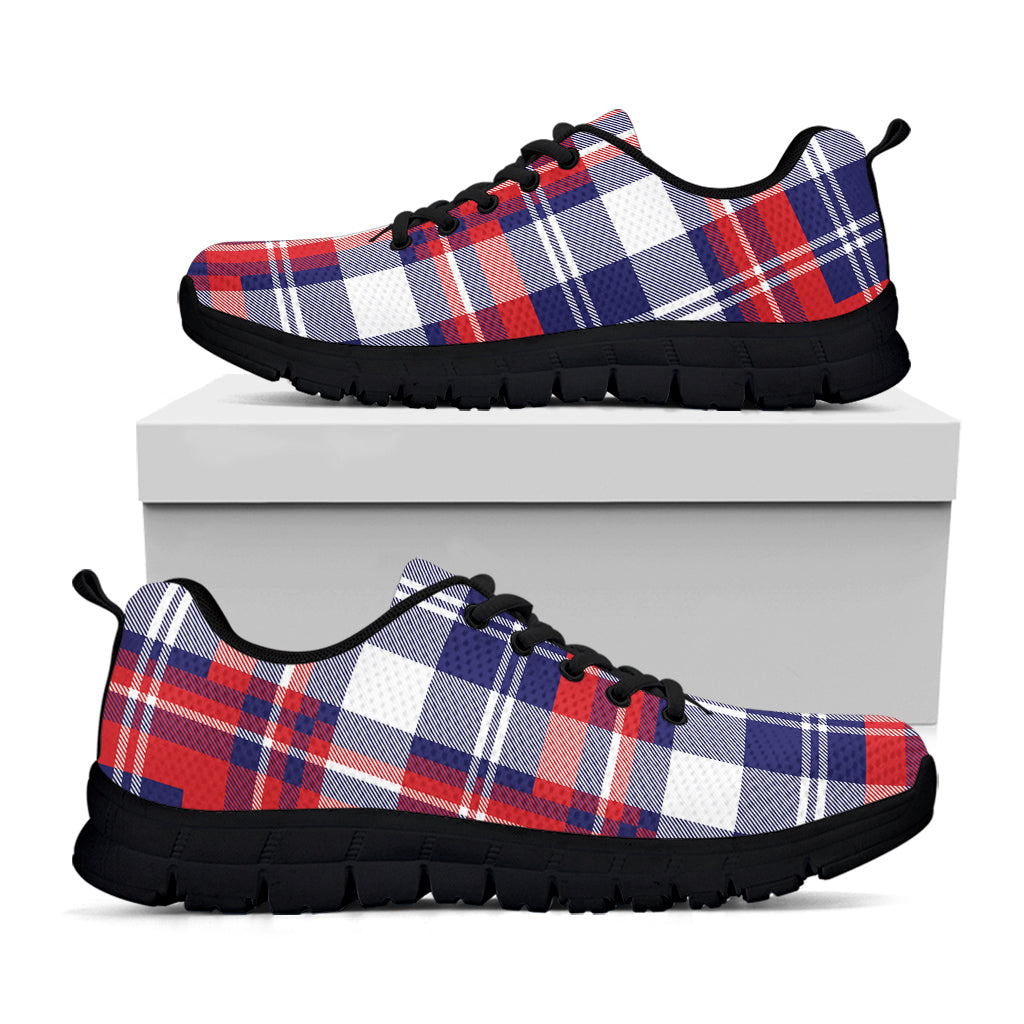 USA Plaid Pattern Print Black Sneakers