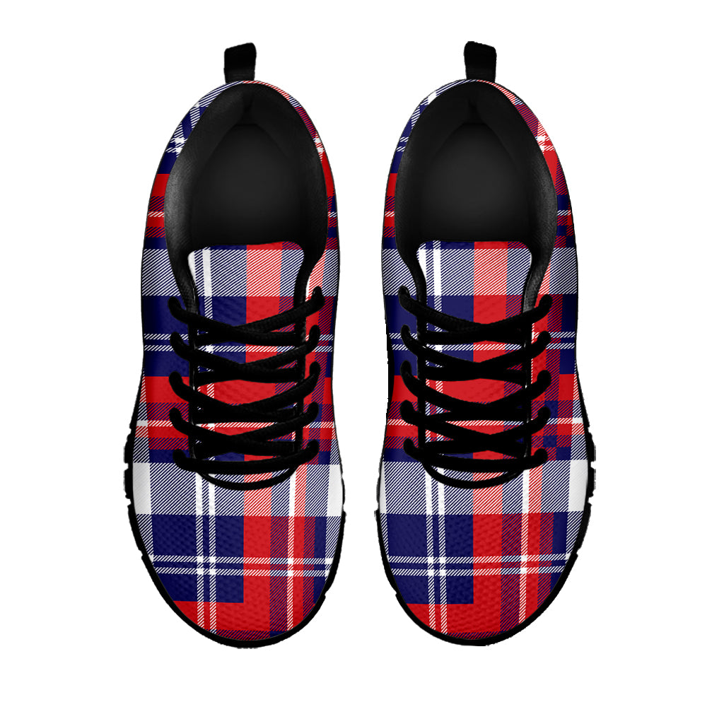USA Plaid Pattern Print Black Sneakers