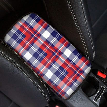 USA Plaid Pattern Print Car Center Console Cover