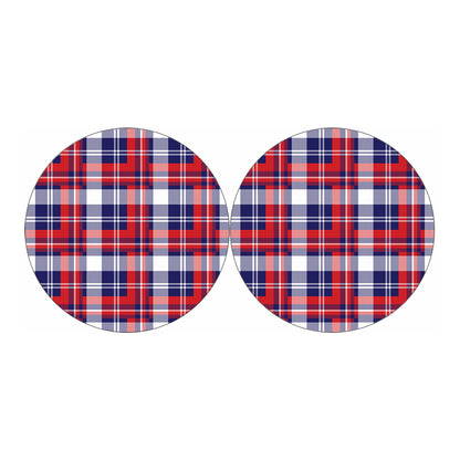 USA Plaid Pattern Print Car Coasters