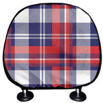 USA Plaid Pattern Print Car Headrest Covers