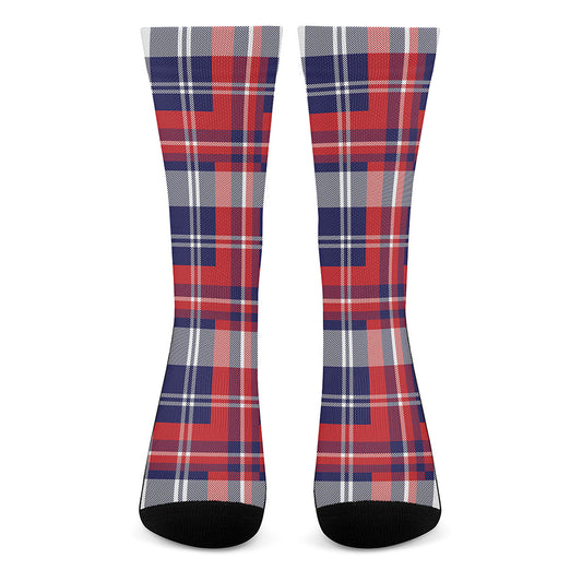 USA Plaid Pattern Print Crew Socks