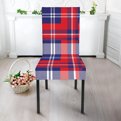 USA Plaid Pattern Print Dining Chair Slipcover