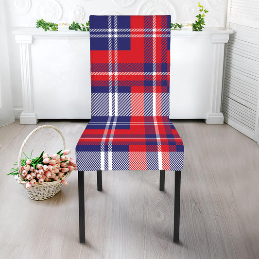 USA Plaid Pattern Print Dining Chair Slipcover