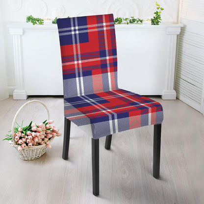USA Plaid Pattern Print Dining Chair Slipcover