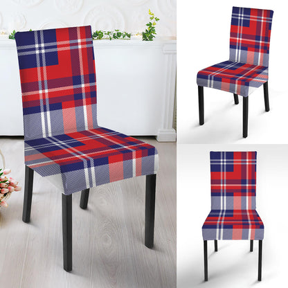 USA Plaid Pattern Print Dining Chair Slipcover