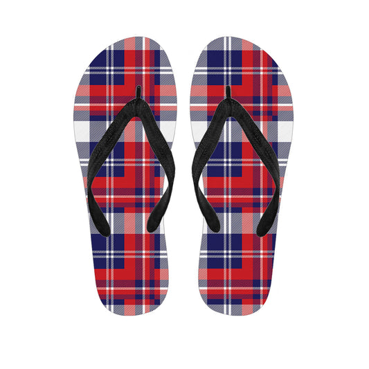 USA Plaid Pattern Print Flip Flops