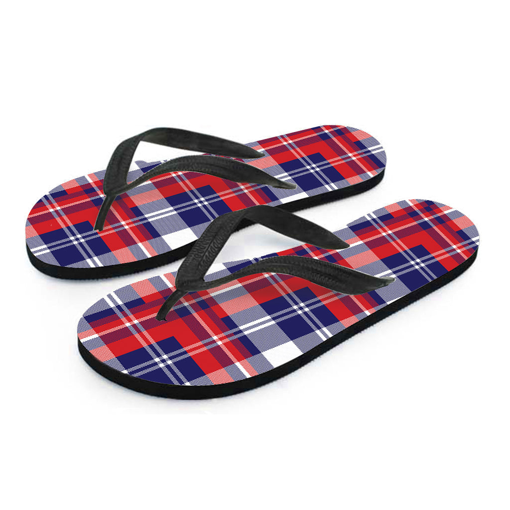 USA Plaid Pattern Print Flip Flops