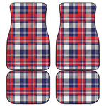 USA Plaid Pattern Print Front and Back Car Floor Mats