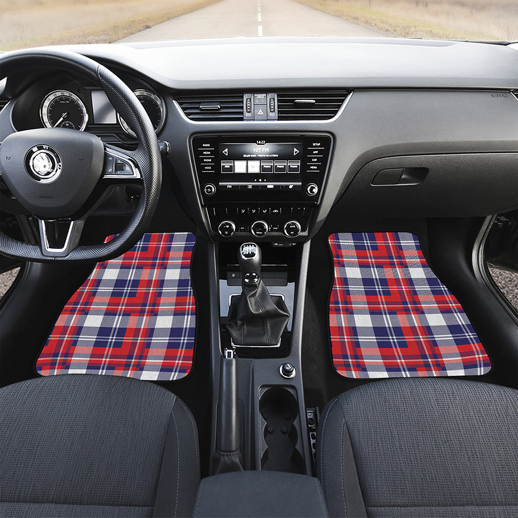 USA Plaid Pattern Print Front and Back Car Floor Mats