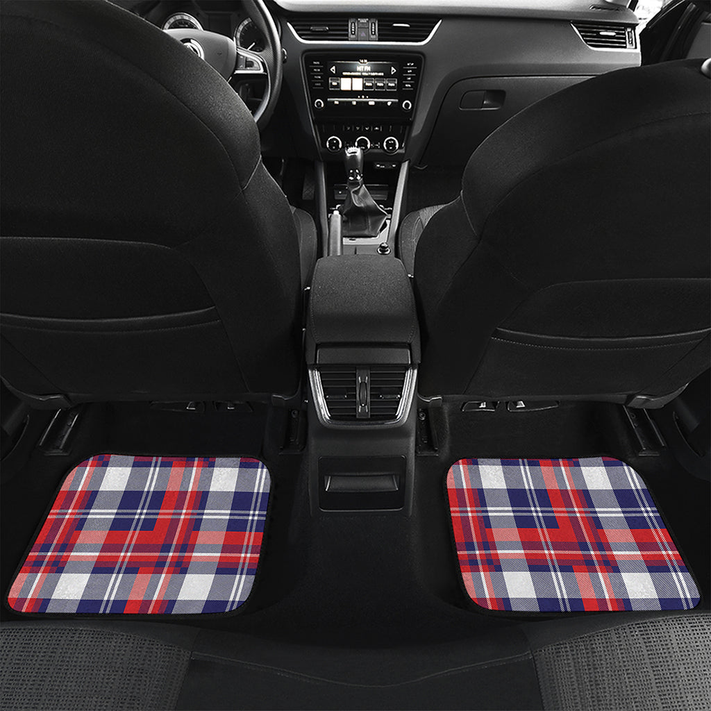 USA Plaid Pattern Print Front and Back Car Floor Mats