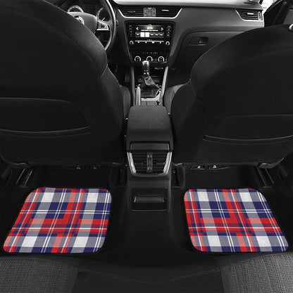 USA Plaid Pattern Print Front and Back Car Floor Mats