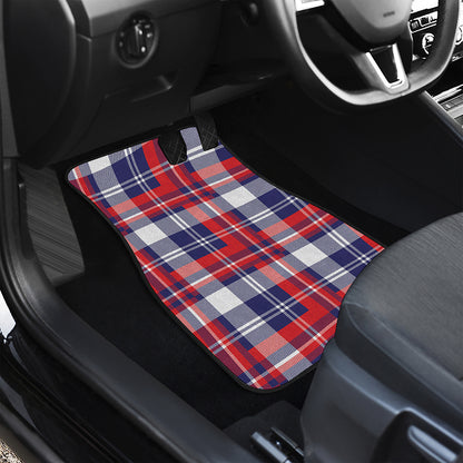 USA Plaid Pattern Print Front and Back Car Floor Mats