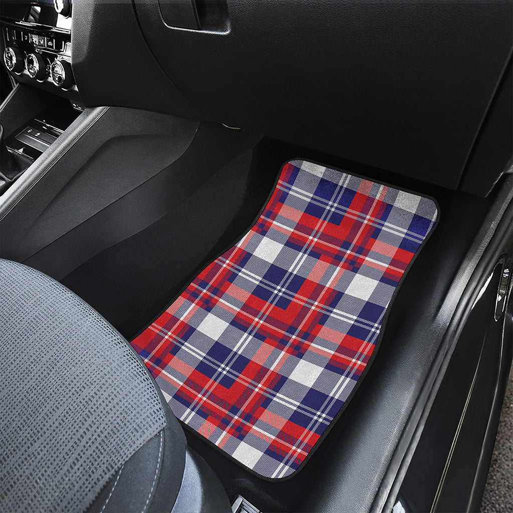 USA Plaid Pattern Print Front and Back Car Floor Mats
