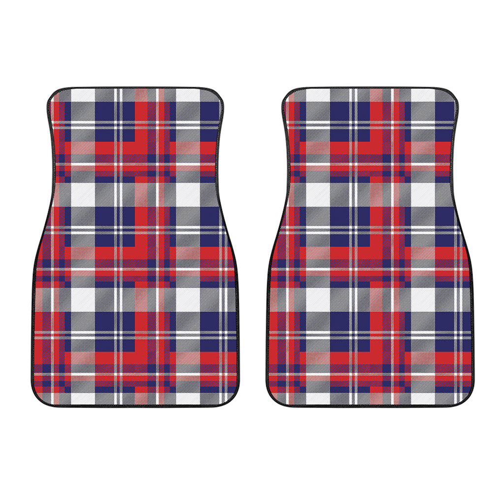 USA Plaid Pattern Print Front Car Floor Mats