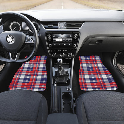 USA Plaid Pattern Print Front Car Floor Mats