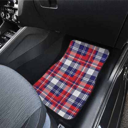 USA Plaid Pattern Print Front Car Floor Mats